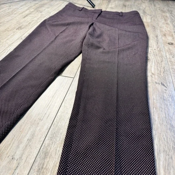 Ann Taylor The Ankle Pants 10 Tall Maroon Burgundy Dot Mid Rise Slim Textured - Picture 2 of 10
